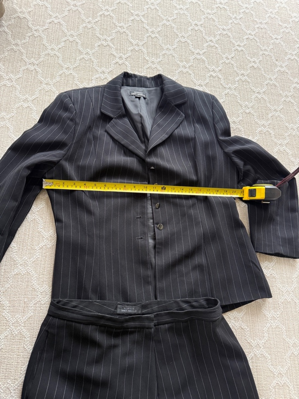 Anne Klein Black Pinstripe Two-Piece Women's Pantsuit